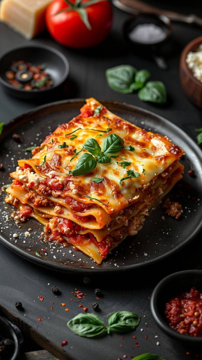 Serving of quick food recipe Lasagna Creamy Garlic Butter Pasta with al dente noodles