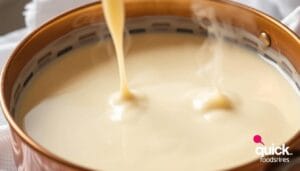 bechamel sauce being cooked in a pan