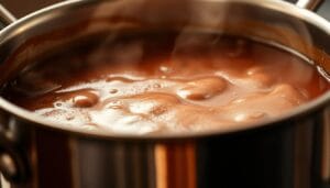 browning sauce being cooked in a pan