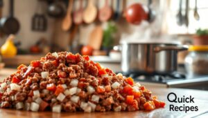 Preparing bolognese sauce.