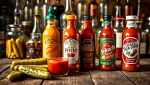 pickle ketchup bottles.